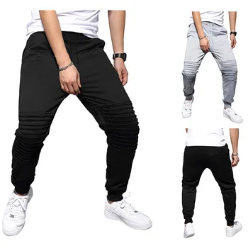 

Casual Pants Men Plus Size Black All Match Streetwear Sweatpants With Pockets Mens Solid Color Daily Trousers Popular Drawstring