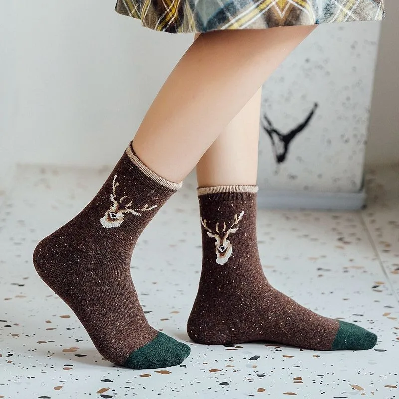 Jeseca, зимние толстые шерстяные носки в школьном стиле, винтажная уличная одежда в стиле Харадзюку для девочек, милые носки с героями мультфильмов, Рождественский подарок