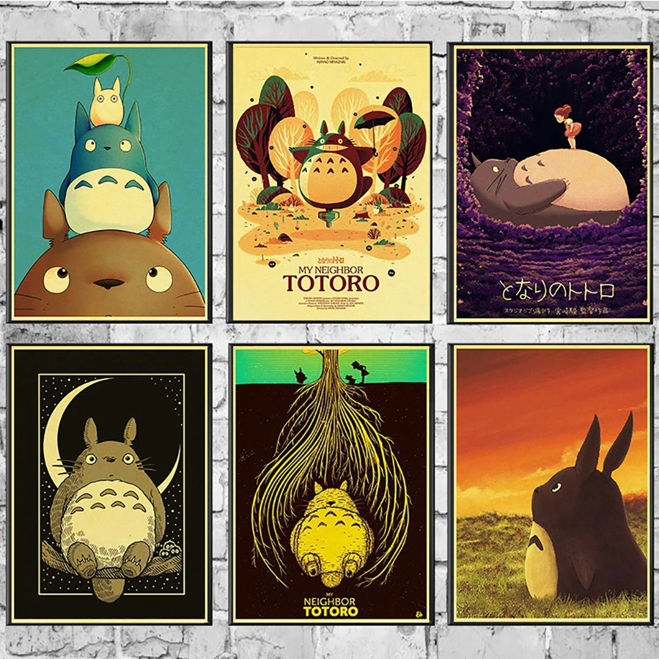 

HD Canvas Painting Wall art With Frame Miyazaki Hayao My Neighbor Totoro Poster Cartoon Nordic Posters Wall Art Canvas Painting