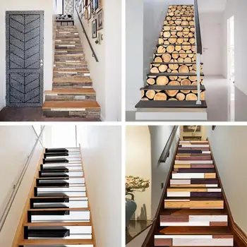 

13PCS/Set Removable Simulation Tile Sticker Durable 3D Brick Stair Stickers Kitchen Decal DIY Wallpaper Decal Stairs Decoration