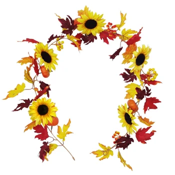 

Artificial Maple Leaves Pumpkin Hanging Plant for Thanksgiving Home Garden Wall Doorway Backdrop Fireplace Decoration