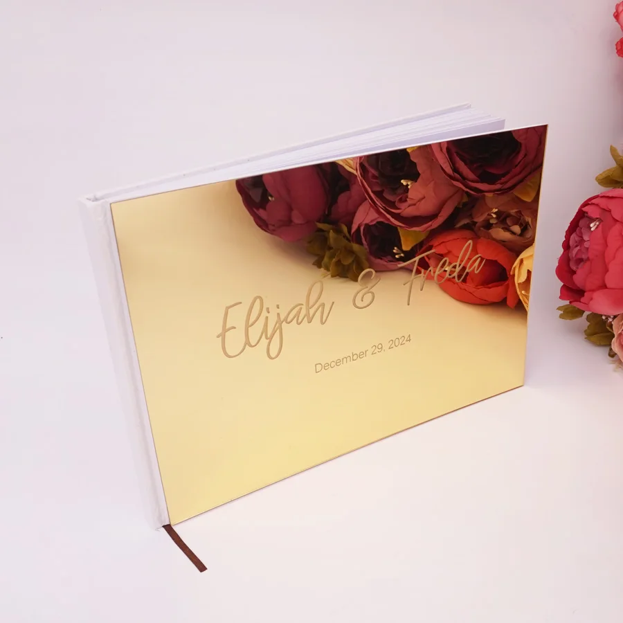 25*18 CM Personalized Guest Book Gold Silver Rose Gold Guestbook Wedding Journal Custom Names and Date Birthday Album wedding guest book