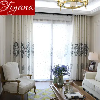 

American Country Curtain Snow Trees Pattern for Living Room Linen Sheer Voile Window Drape Kitchen Custom Blinds M187#30