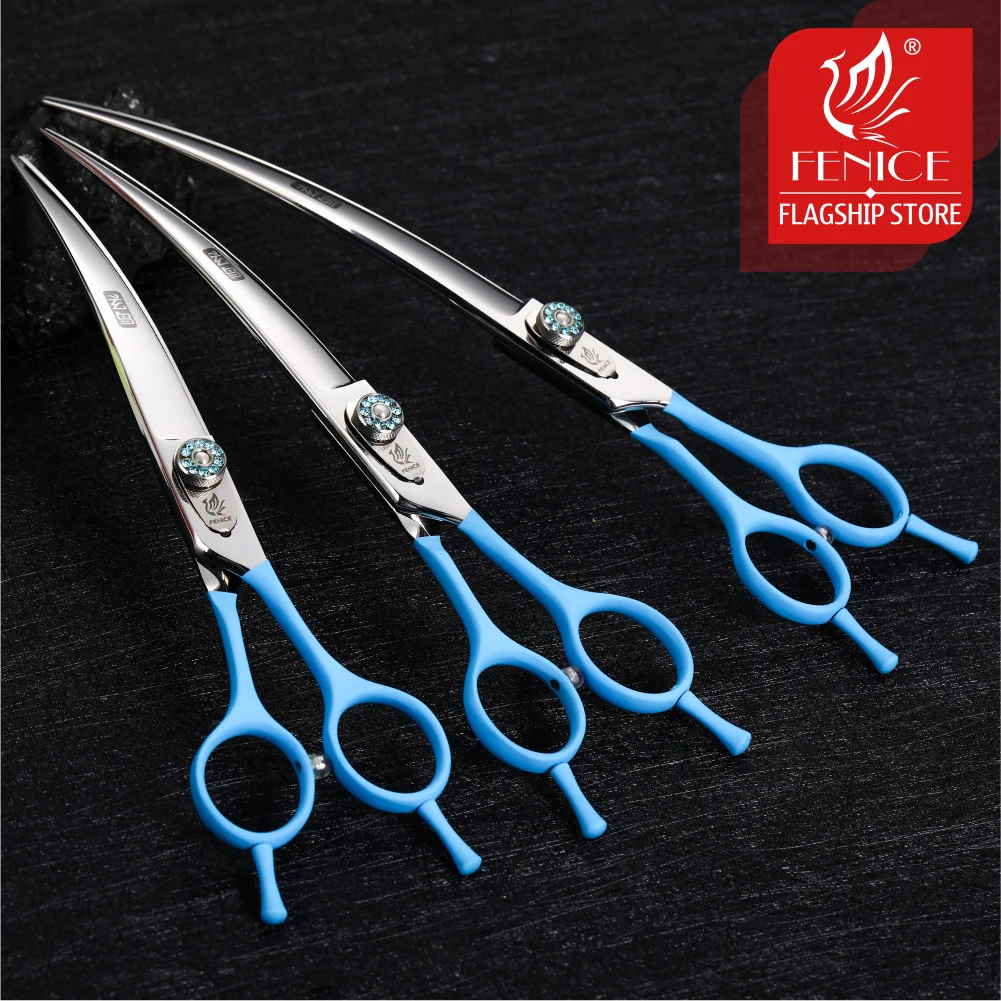 Fenice Professional Pet Grooming Scissors Up&Down Dogs Curved Scissors Shears 7/7.5/8.0inch tesoura cachorro Dog Grooming Scissors Dog Grooming Scissors Kit
