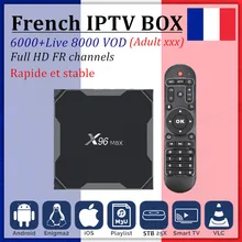 Французский IPTV box X96 max android 8,1+ 1 год IP tv подписка IP tv Франция испанско-португальский скандинавский IPTV M3U android tv box set top