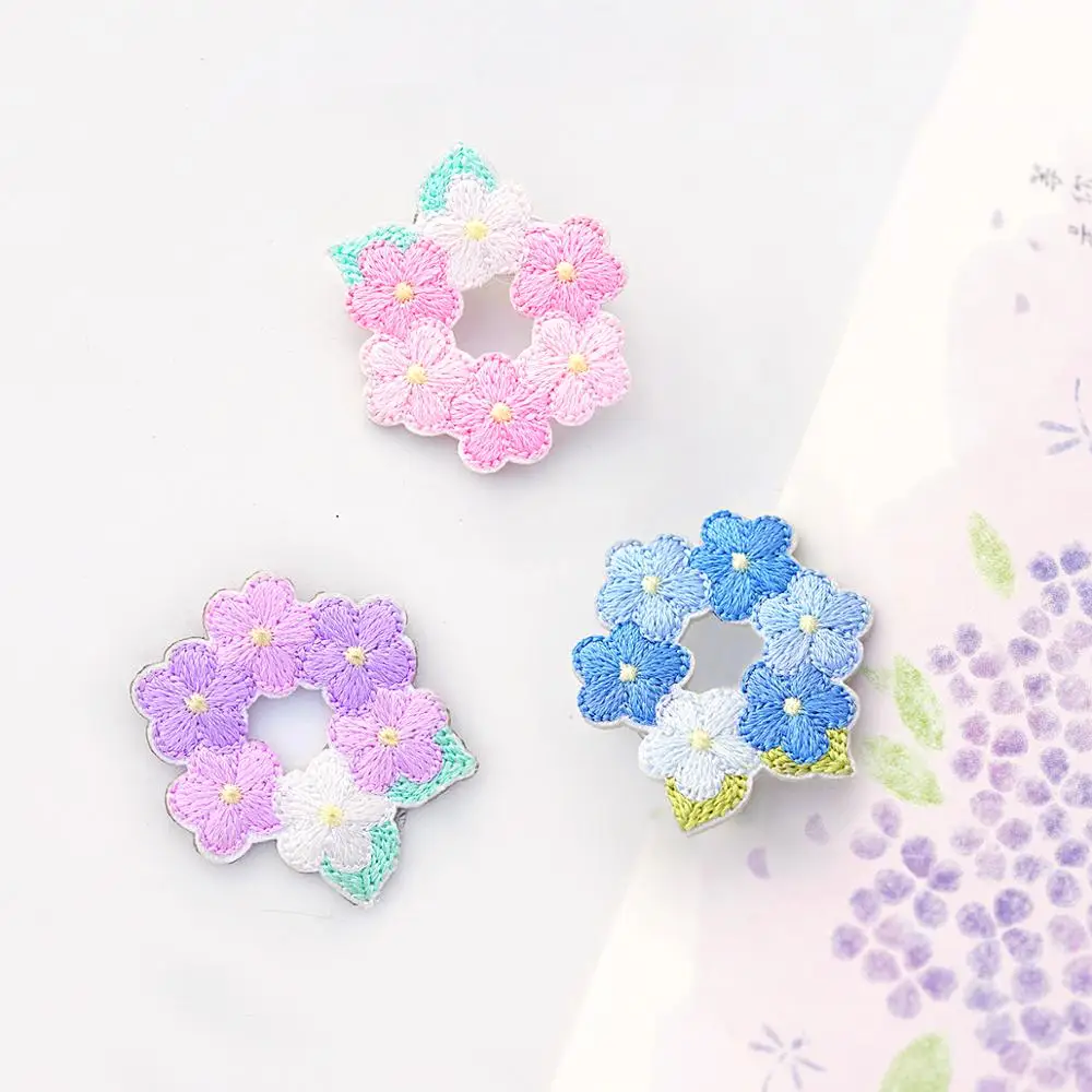 AHYONNIEX 1PC Flower Wreath Couronne Embroidery Patches for Girls Bag Jeans Glue Baby Clothes Fashion DIY Patch | Дом и сад