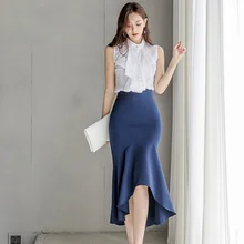 Aliexpress - an Queen Summer New 2 Pieces Set Women Ruffles Shirts Blouses And High Waist Irregular Ruffles Skirts Korean Office Lady Suit