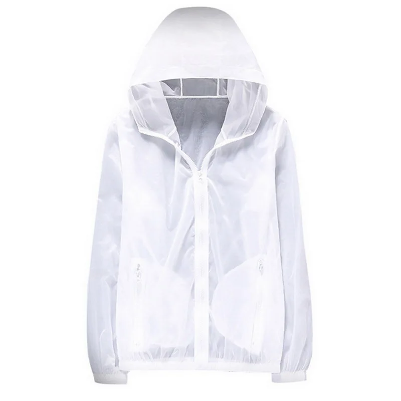 Новинка, Мужская Солнцезащитная куртка с капюшоном, модная однотонная верхняя одежда, Пляжное Quacik сухое пальто, дышащая одежда, тонкая куртка для защиты кожи - Цвет: White Style 2