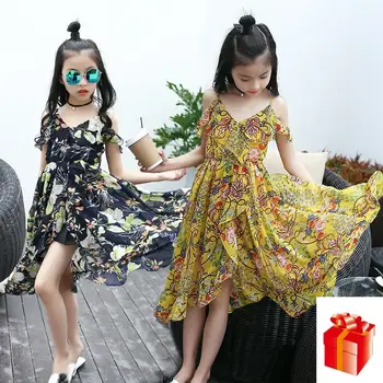

Baby Girls Clothing 2019 Children's Clothing Summer Girls Dress Bohemian Mesh Dress Small Fragrance Personality Beach Dress