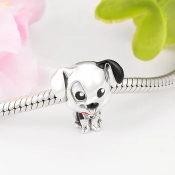 

Berloque 100% 925 Sterling Silver Enamel Dalmatians Patch Charms Beads Fit Original Charm Bracelet DIY Jewelry Making