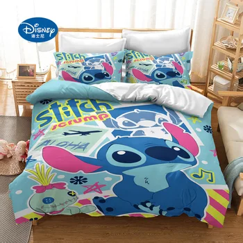 

2020 New lilo and stitch bedding set single double twin full queen king size cartoon girls bed cover pillow cases boy girl gift