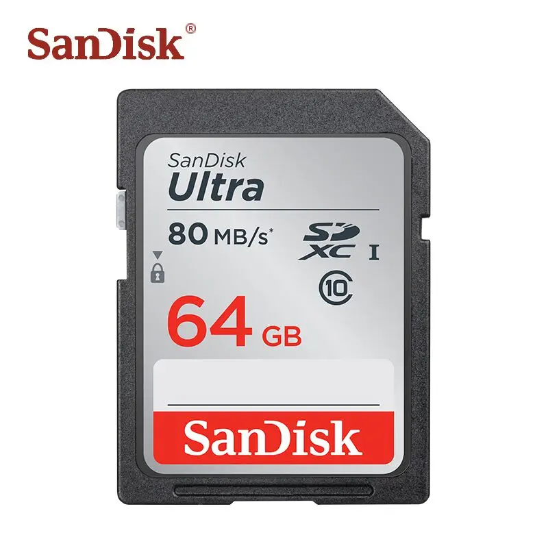 Оригинальная sd-карта SanDisk Ultra, 64 ГБ, 128 ГБ, SDXC, 16 ГБ, 32 ГБ, SDHC carte, SD класс 10, карта памяти R80Mb/s USH-1, флеш-карты для камеры - Емкость: 64 ГБ