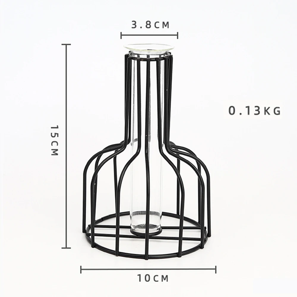 Nordic Style Creative Vase Home Decor Art Retro Glass Vase Metal Plant Holder Iron Decoration Flower Ornament For Home Garden 7