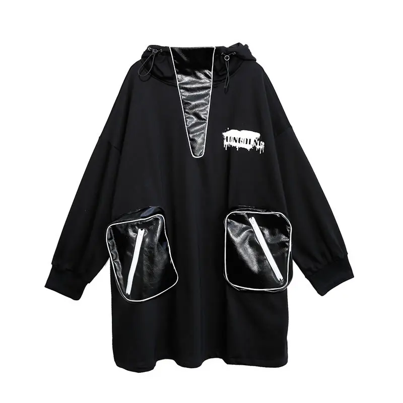 XITAO Patchwork Print Pattern Irregular Hoodie
