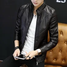 Кожаное пальто мужское пальто в Корейском стиле, приталенное,, весна-осень, стиль, Молодежная мужская одежда, тренд, красивый локомотив, кожа