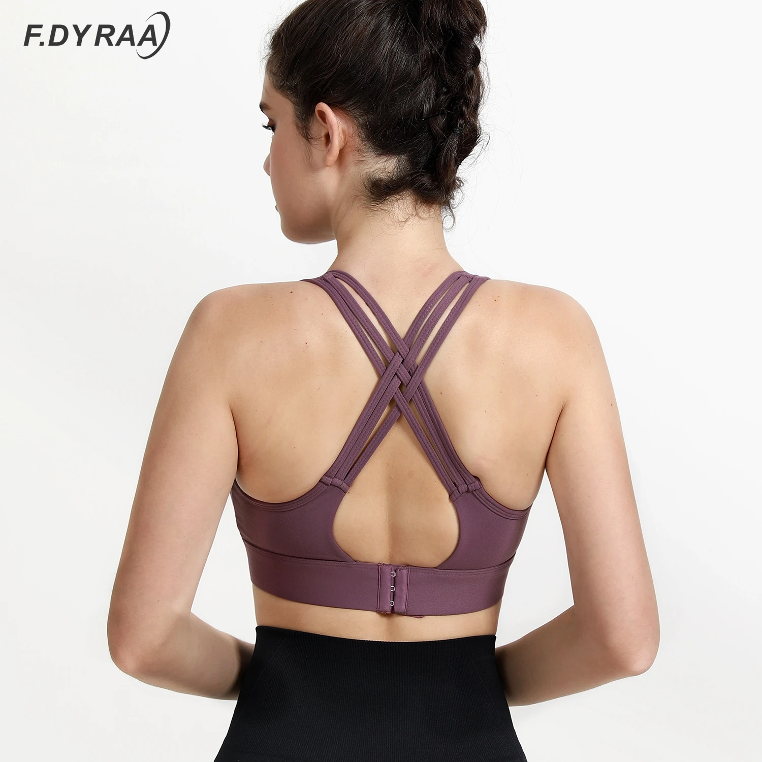 

F.DYRAA Shockproof Cross Straps Bra Running Gym Sports Bras Top Women Widen Hem Push Up Workout Fitness Yoga Crop Tops Brassiere