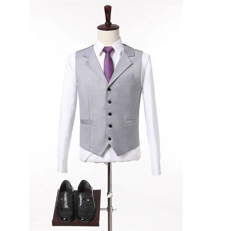 Фирменный Классический мужской костюм с острым лацканом, серый костюм из трех предметов: пиджак и брюки, облегающий мужской костюм для вечеринки, сцены, выступления, выпускного вечера