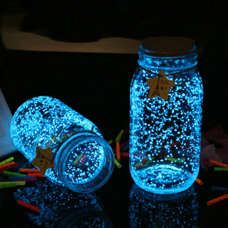 Partículas súper luminosas fluorescentes para fiestas, pigmento brillante, grava, arena noctilucente, polvo de arena brillante en la oscuridad, bricolaje, 10g