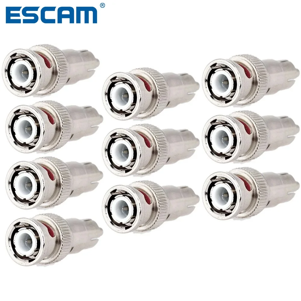 ESCAM 10 шт. оптовая продажа штекер BNC на гнездо RCA коаксиальный кабельный