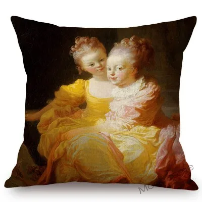 Стиль рококо, швейный считыватель, девочка, украденный поцелуй, известная масляная Подушка с изображением, чехол, Жан Honore Fragonard, диван, наволочка - Цвет: T373-7
