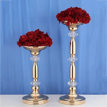 

Gold Candle Holders Stand Flowers Vase Stand Metal Candlestick Floor Vase Candelabra Wedding Centerpieces Decor