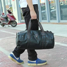 Модная качественная большая дорожная сумка, Мужская Черная мягкая спортивная сумка из искусственной кожи, корейский стиль, ручная сумка для мужчин, портативная дорожная сумка