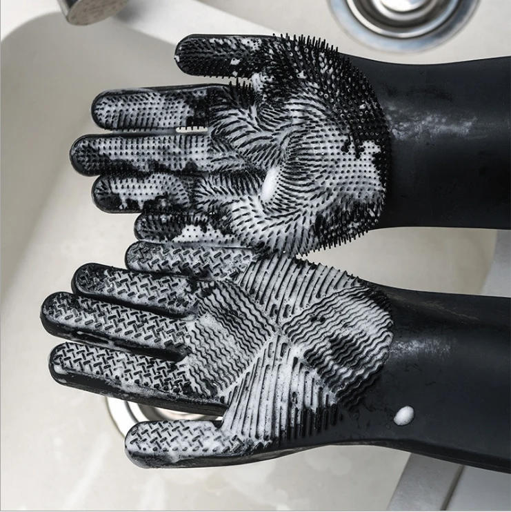 1 пара силиконовых перчаток кухонные силиконовые чистящие перчатки волшебные силиконовые перчатки для мытья посуды щетка для домашнего хозяйства резиновая кухня