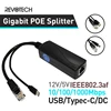 Revotech Gigabit PoE Splitter Micro USB/Type-C/DC IEEE 802.3af 10/100/1000Mbps Power over Ethernet for IP Camera / Raspberry PI 1