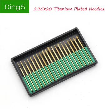 

20pcs HSS 2.35mm Shank Titanium Plating Diamond Grinding Head Set Drill Bits Burrs For Stone Jade Engraving Carving Rotary Tools