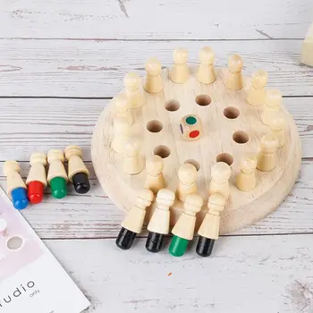 

Children's Wooden Memory Chess Game Fun Building Blocks Board Educational Games QX2D