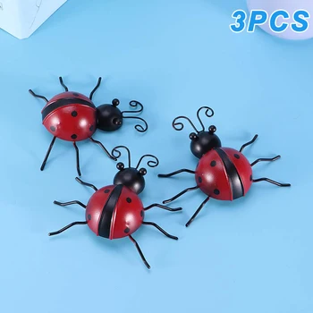 

3 Pcs Iron Ladybug Metal Wall Hanging Art Decorations Ornament for Home Garden DIN889