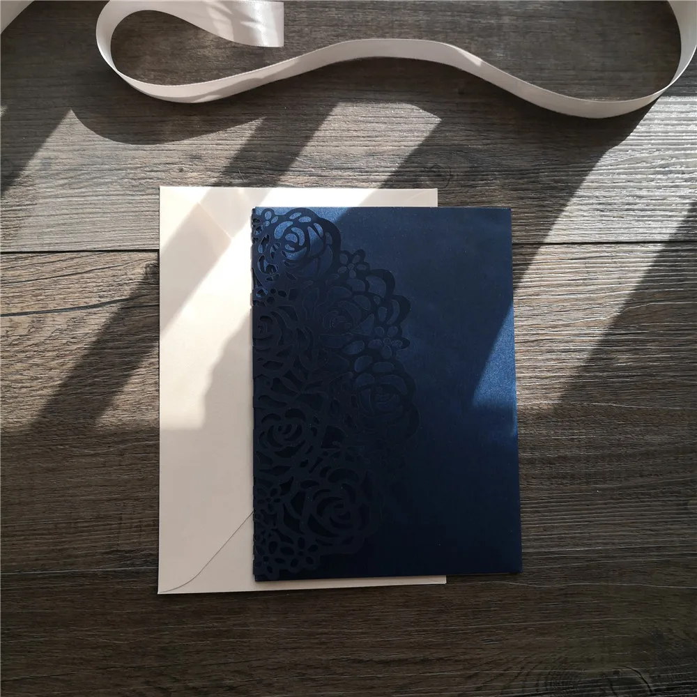 30 шт лазерная резка темно-синий и персиковый тематический карманный набор карт индивидуальный дизайн и печать