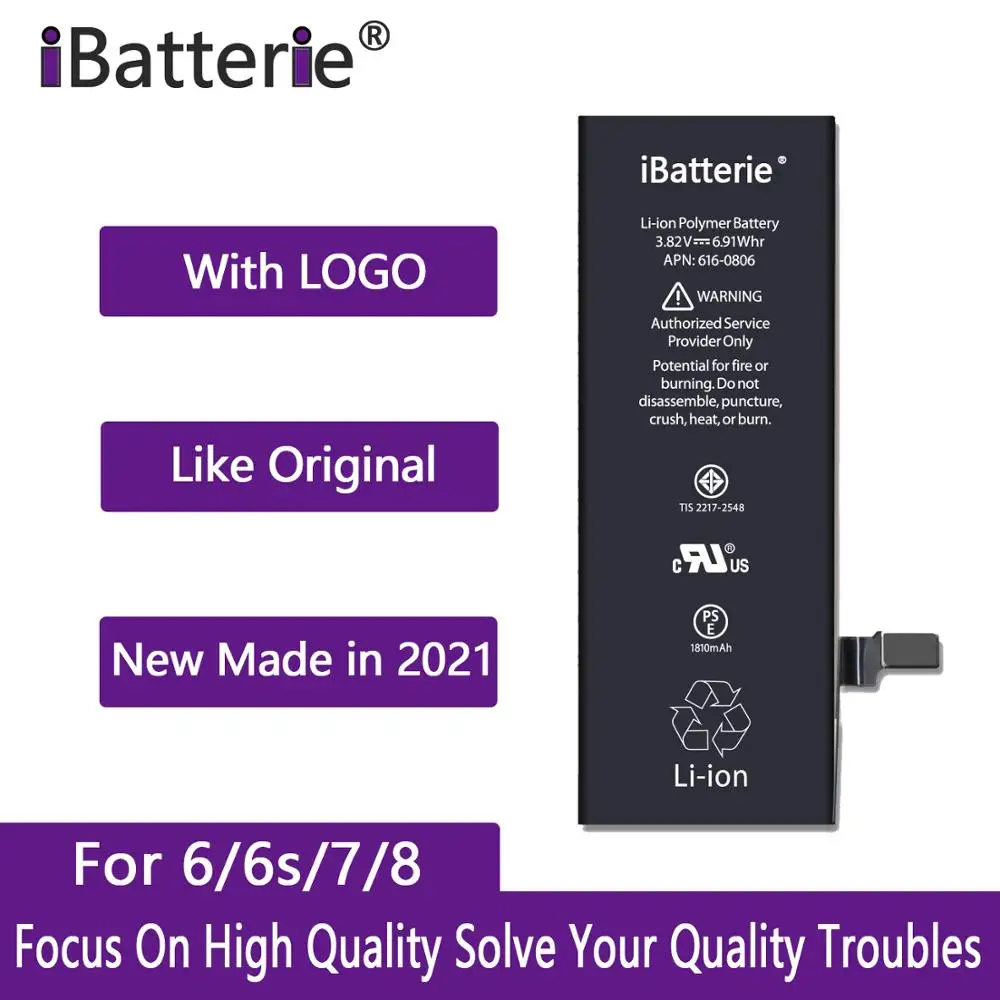 10 pçs/lote iBatterie AAA Qualidade Bateria Para Apple iPhone 6S 6 7 8 Mais SE 7 6Plus Plus Substituição Bateria Para iPhone 7 6S G