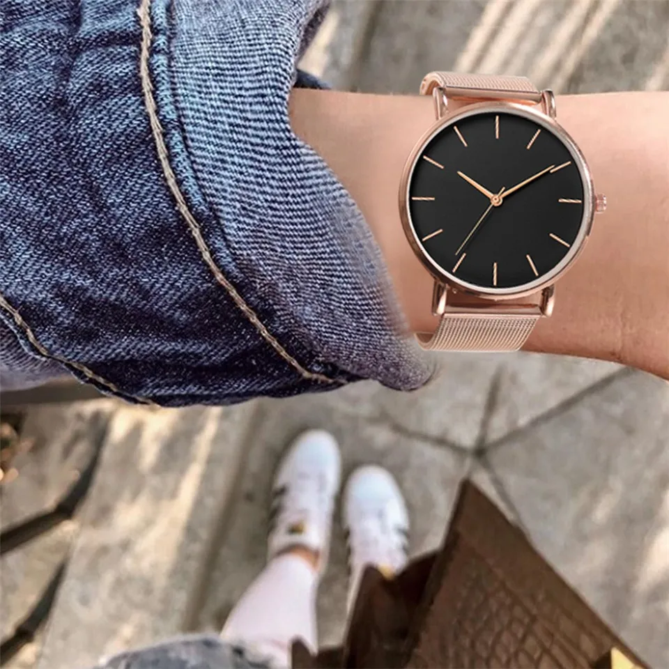 Ультратонкие женские спортивные часы с сетчатым ремешком в минималистическом стиле, часы из розового золота, женские часы, Regalos relojes para mujer, прямые продажи