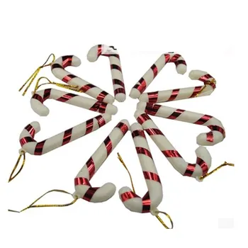 

New Plastic Candy Cane Ornaments Christmas Tree Hanging Decorations For Festival Party 6Pcs/bag