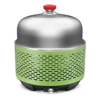 

Outdoor Camping BBQ Burner with Flat Wok Natural Charcoal Fuel Charbroiler and Cordless Electric Ventilation System