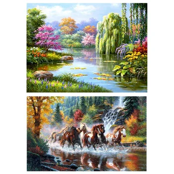 

5D DIY Diamond Painting (Horses) & Diamond Embroidery Landscape Diamond Kit Diamond Painting Full Square Picture