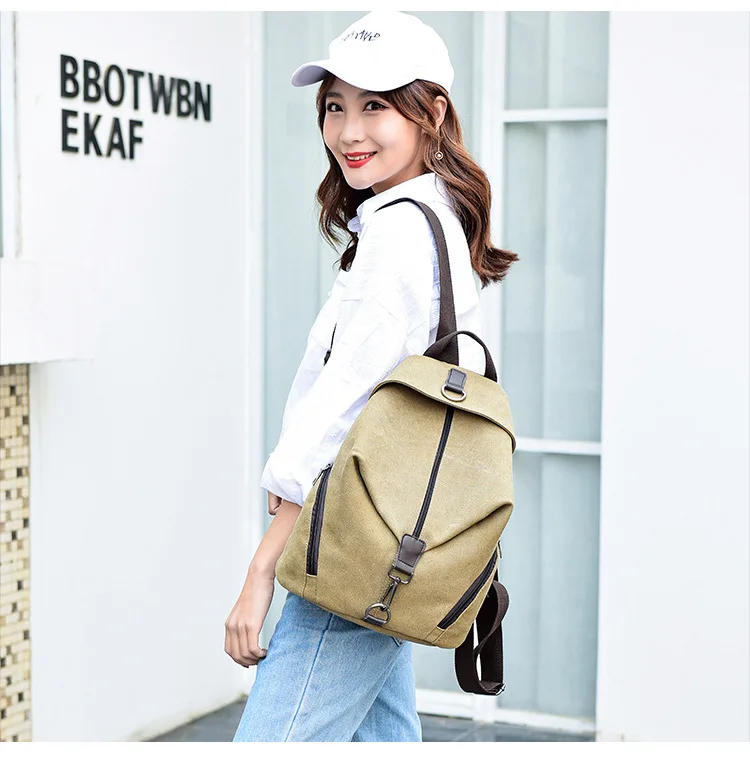 2019 Female High Quality Canvas Travel Backpack Small Waterproof Casual Women Rucksacks for Girls School Bags Shoulder Back Pack (8)
