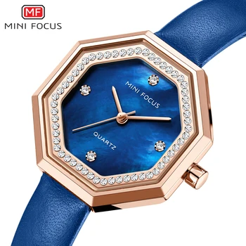 

MINIFOCUS New Ladies Watch Rhinestone Leather Bracelet Wristwatch Women Fashion Watches Female Alloy Analog Quartz Relojes Gifts