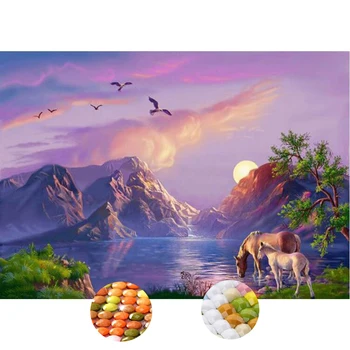 

YIKEE 5D Diamond Painting Kit Full Drill " Purple Scenery " Round / Square DIY Diamond Embroidery Wall Hanging c027