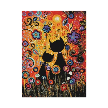 

Cat Pattern DIY Kids Beginner Art Supplies Home Decor Stamped Cross Stitch Kits Living Room Bedroom Wall Hanging Restaurant