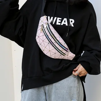 

Holographic Pink Silver Women Belt Bag Ladies Waist Pouch Women Fanny Pack Waist Bag Women