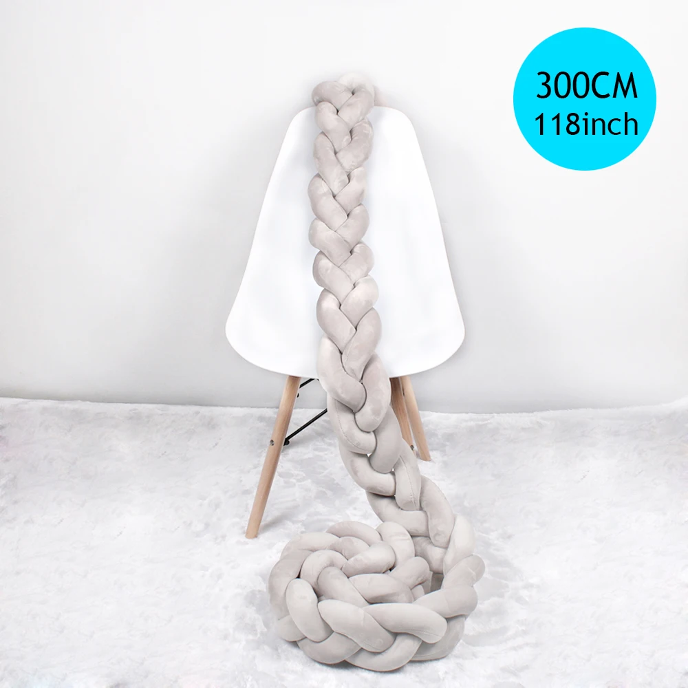 Baby Bed Bumper 1M/2M/3M Braid Knot Pillow Cushion Bumper for Infant Bebe Crib Protector Cot Bumper Room Decor - Цвет: 3M