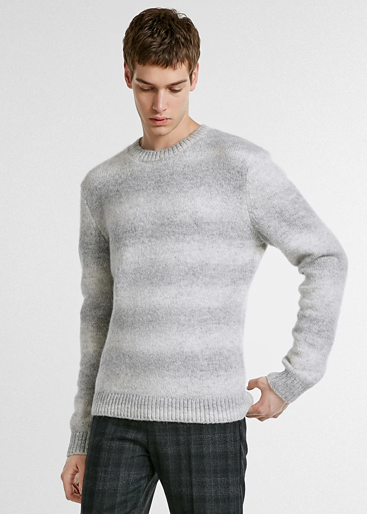 JackJones зимний полосатый шерстяной свитер с круглым вырезом | 218425530