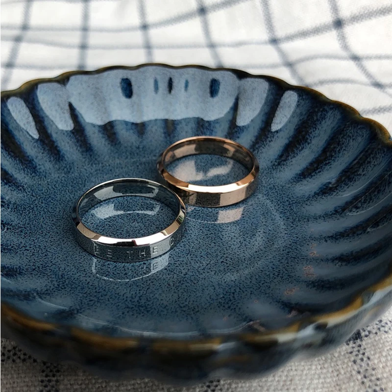 Couple Ring for Men Women Carve Words Rose Gold Silver Color Titanium Steel Thin Finger Accessories Fashion Love Jewelry(GR413) | Украшения