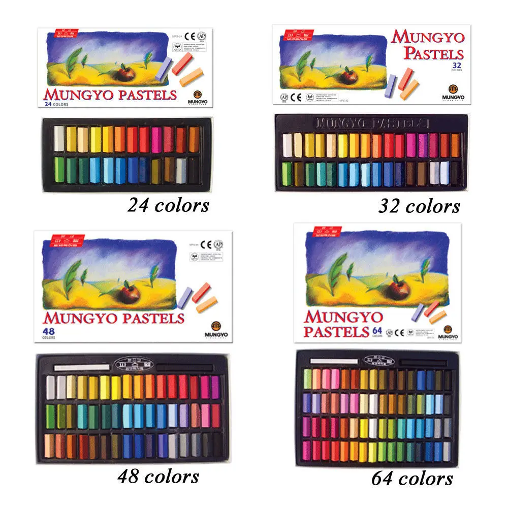 MUNGYO PASTEL Soft drawing tipo Set 64 colors Set Square Chalk made in Corea 