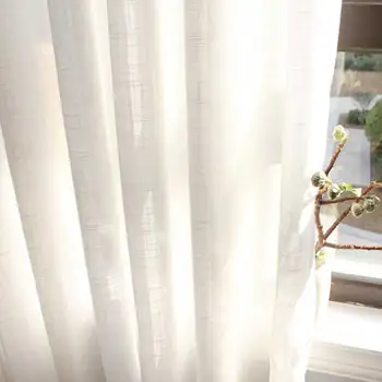 

Japan White Tulle Window Curtains for Living room Cotton Linen Sheer Voile Curtains for Bedrrom Solid Drapes Blind Home Decor