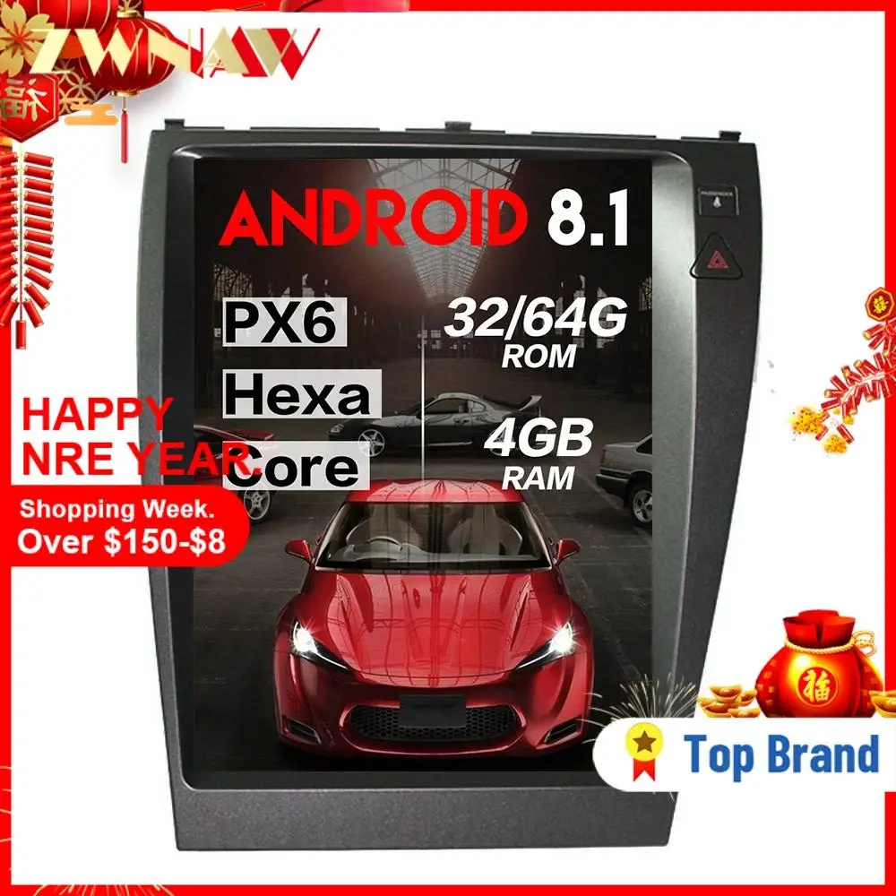 Автомобильный мультимедийный плеер PX6 4 + 64 Tesla style Android 8 1 для Lexus ES ES240 ES350 GPS