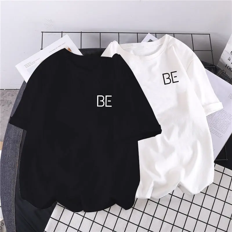 Новинка 2021 футболка в стиле альбома BE print Harajuku милый Повседневный Топ Корейском с