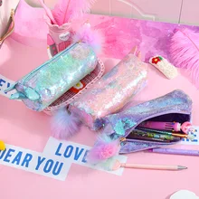 

Unicorn Sequin Student Pencil Case Bag Cartoon Pencil Case Stationery Storage Pencil Bag Girl Cosmetic Bag School Supplies